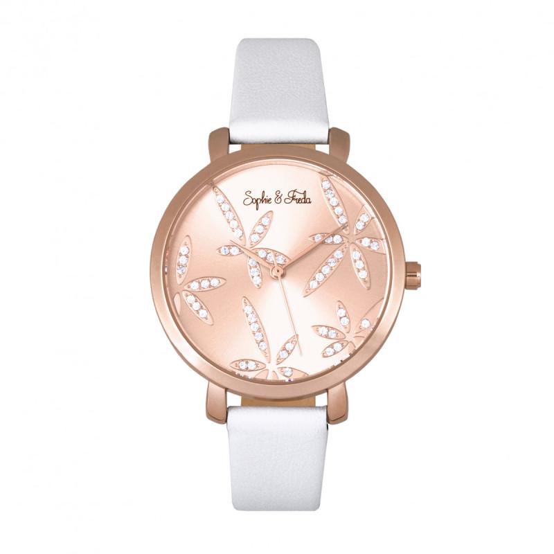 Reloj Sophie & Freda Key West De Piel Con Cristales De Swarovski - Venta Internacional.