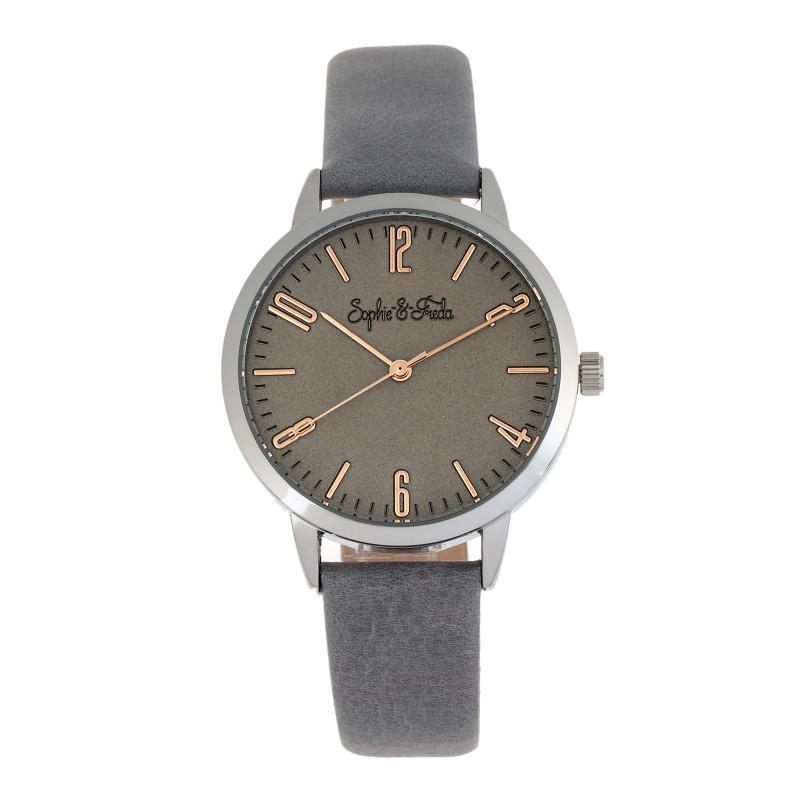 Reloj Sophie And Freda Vancouver  Correa De Piel Gris - Venta Internacional.