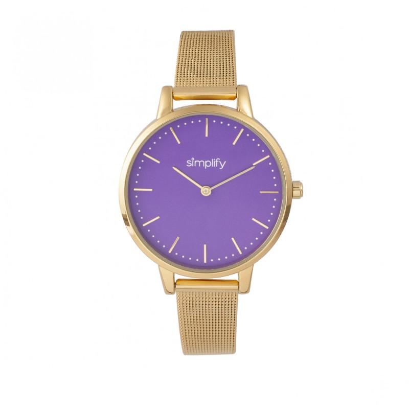 Pulsera De Malla Watch Simplify The 5800 Para Mujer  Color Dorado Y Morado - Venta Internacional.