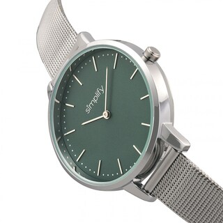 Foto 3 | Brazalete De Malla Watch Simplify The 5800 Para Mujer Color Plateado Y Verde Azulado - Venta Internacional.