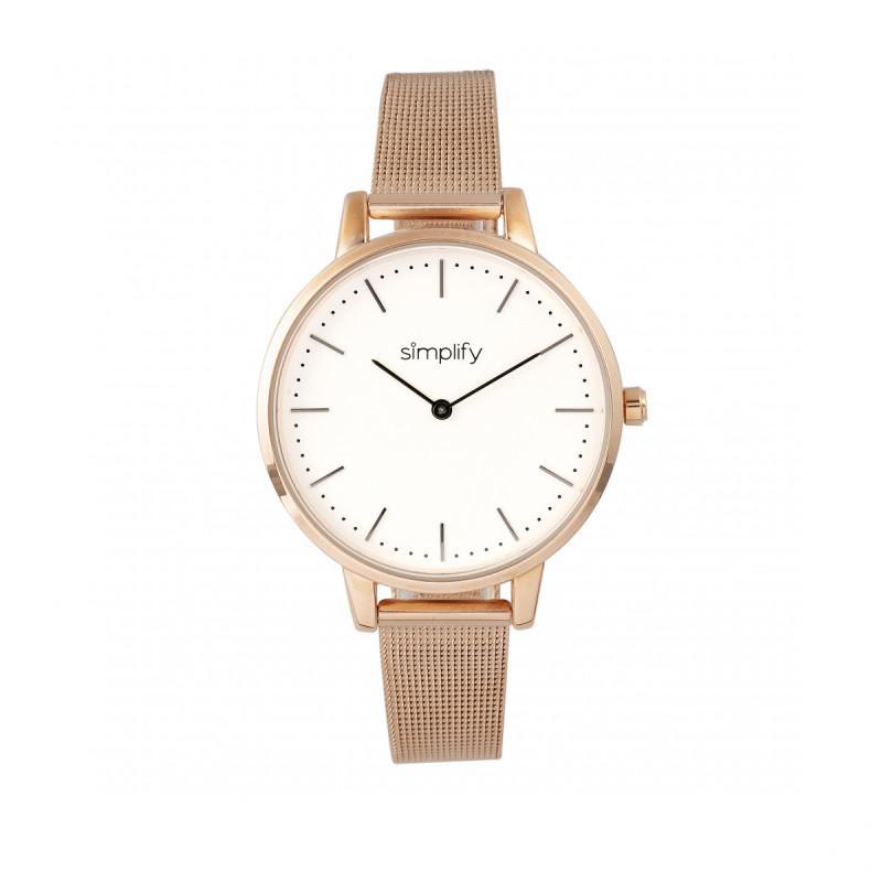 Pulsera De Malla Watch Simplify The 5800 En Oro Rosa/blanco - Venta Internacional.