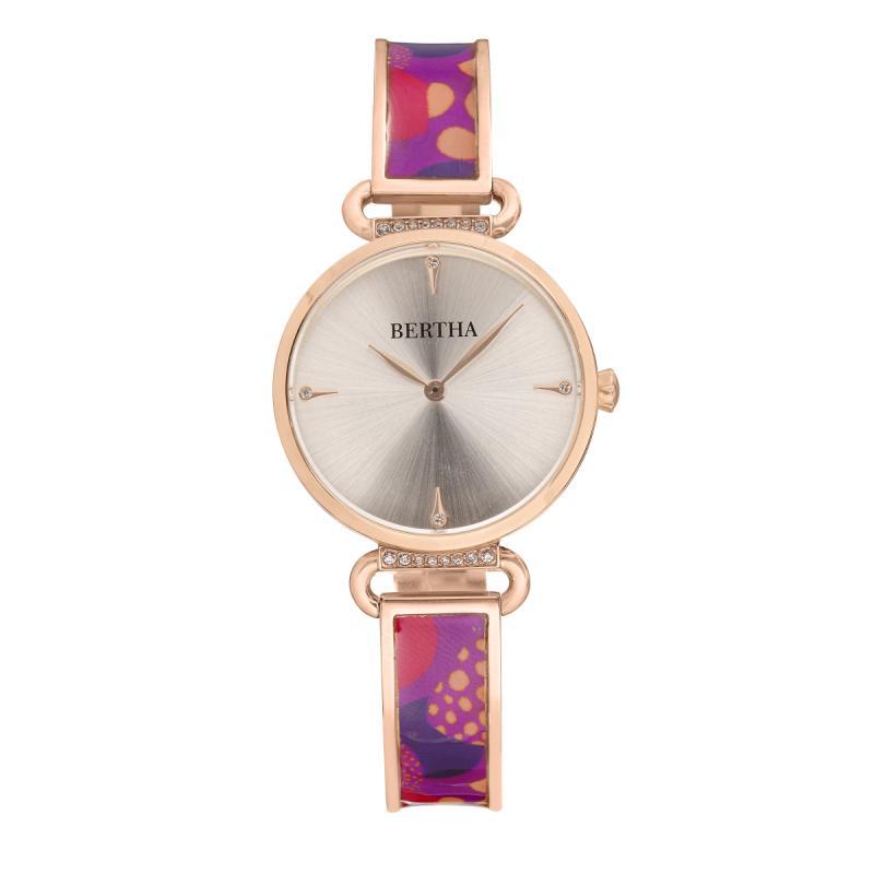 Reloj: Pulsera Bertha Katherine Con Diseño Esmaltado  Color Morado - Venta Internacional.