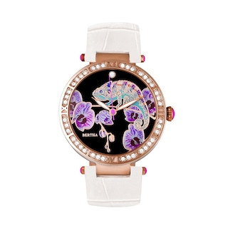 Foto 1 | Reloj Bertha Camilla - Brazalete De Piel De Madreperla Color Blanco - Venta Internacional.