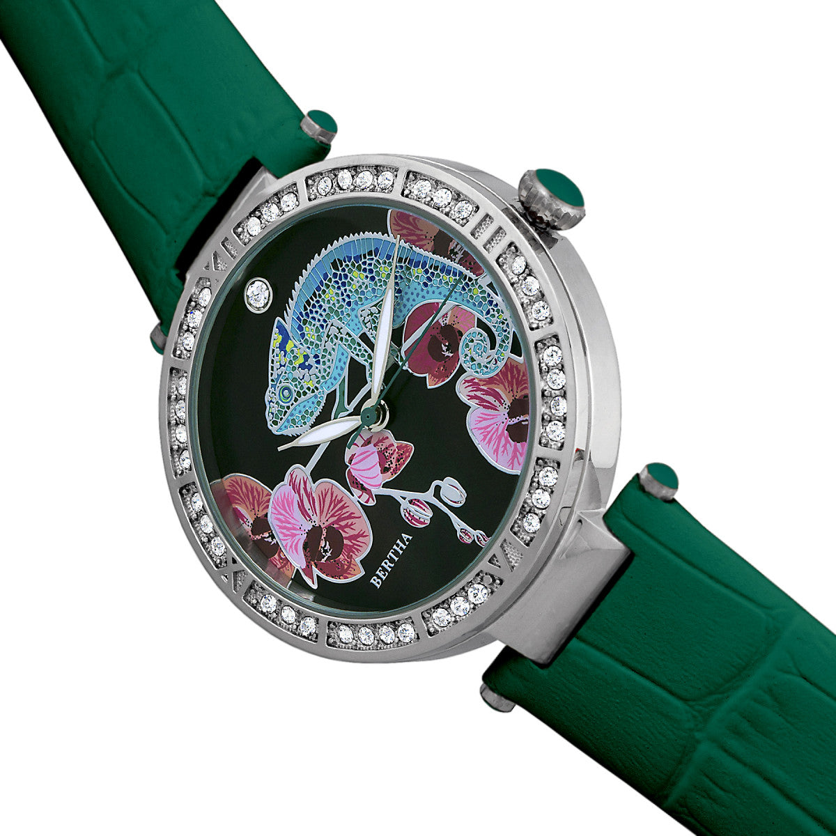 Foto 4 pulgar | Reloj Bertha Camilla  Correa De Piel De Madreperla  Color Verde Azulado - Venta Internacional.