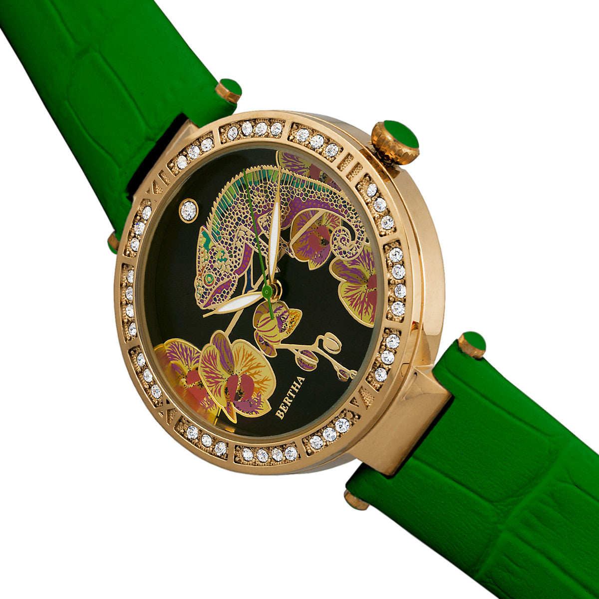 Foto 4 pulgar | Reloj Bertha Camilla - Brazalete De Piel De Madreperla  Color Verde - Venta Internacional.