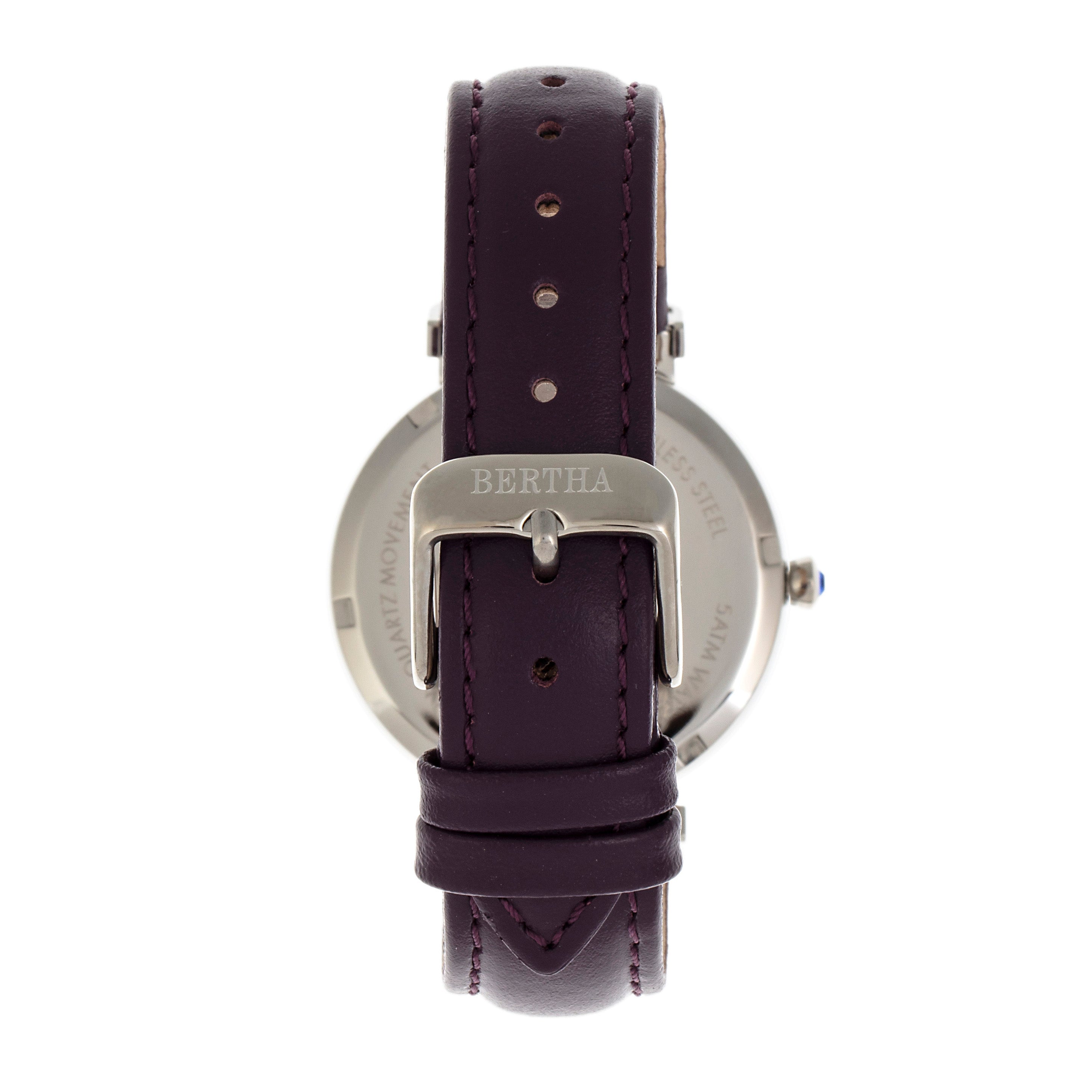 Foto 3 pulgar | Reloj Bertha Emily - Brazalete De Piel De Madreperla  Color Plateado Y Morado - Venta Internacional.