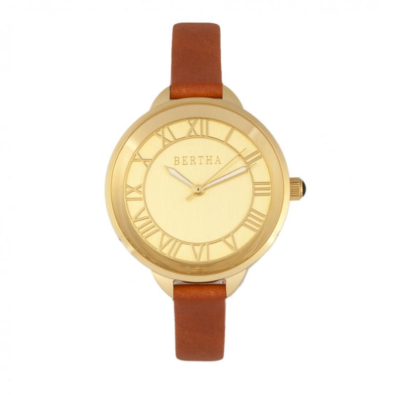 Reloj Bertha Madison Sunray Con Esfera Para Mujer  Color Camel/dorado - Venta Internacional.
