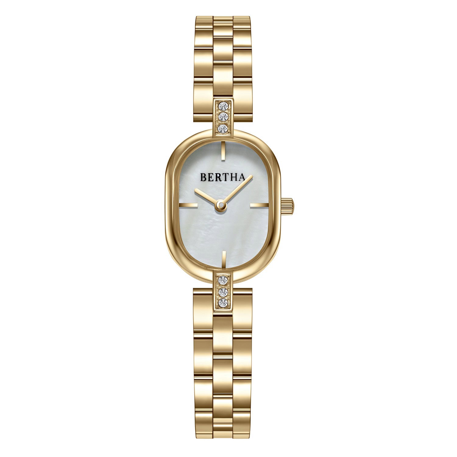 Pulsera Watch Bertha Lana En Color Dorado/blanco Para Mujer - Venta Internacional.