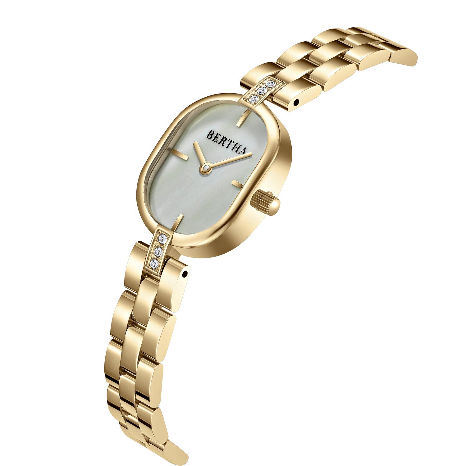 Foto 7 pulgar | Pulsera Watch Bertha Lana En Color Dorado/blanco Para Mujer - Venta Internacional.