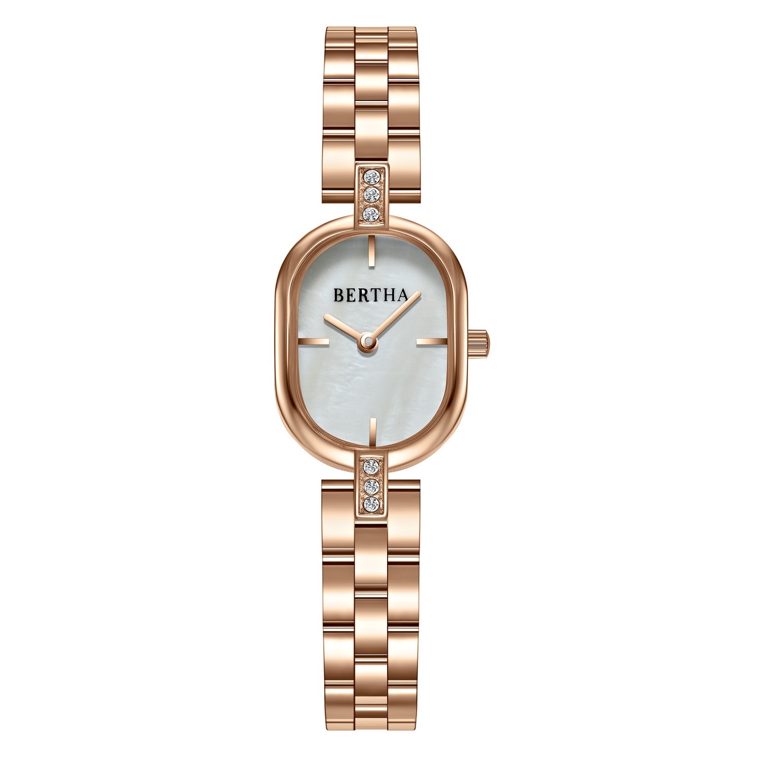 Reloj De Pulsera Bertha Lana En Oro Rosa/blanco Para Mujer - Venta Internacional.