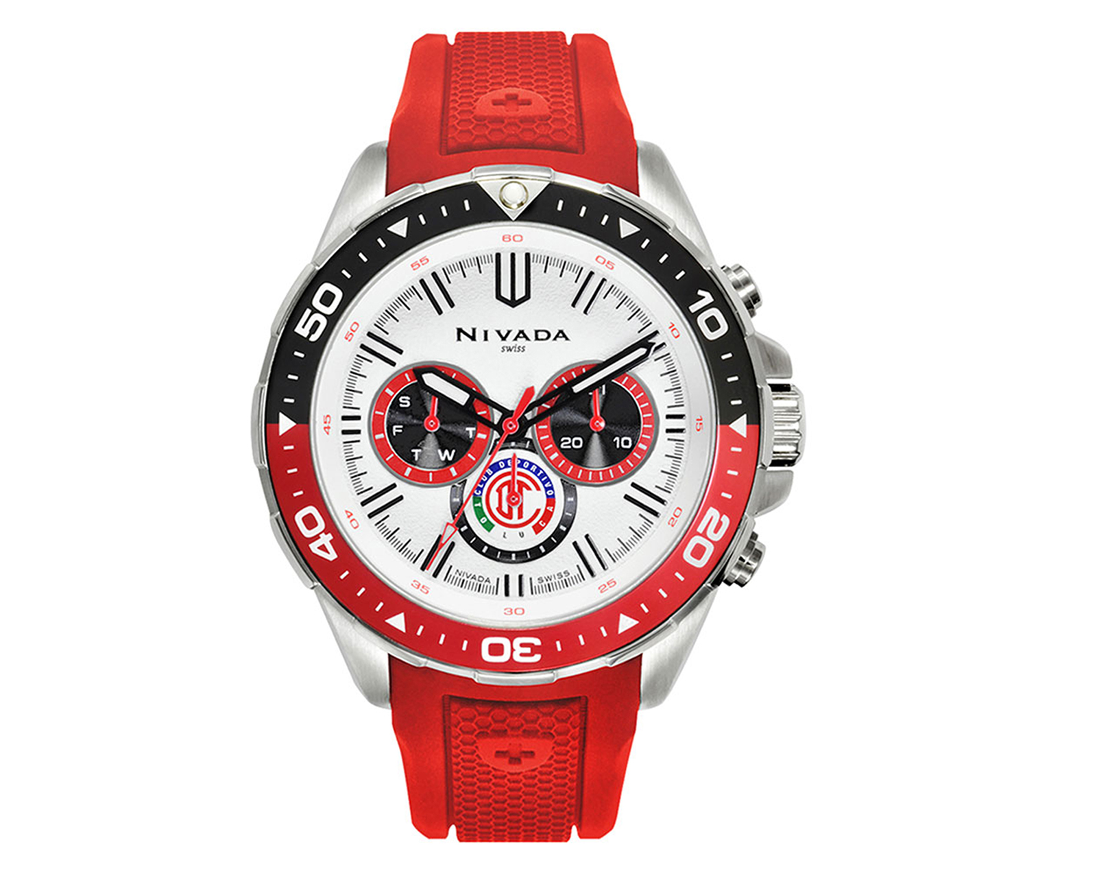 Reloj Nivada Toluca 2  para Caballero de Caucho color Rojo Índices