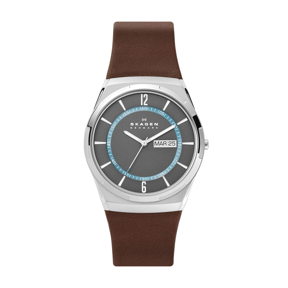 Reloj Skagen Melbye Skw6785 color Gris y Correa de Piel Marrón