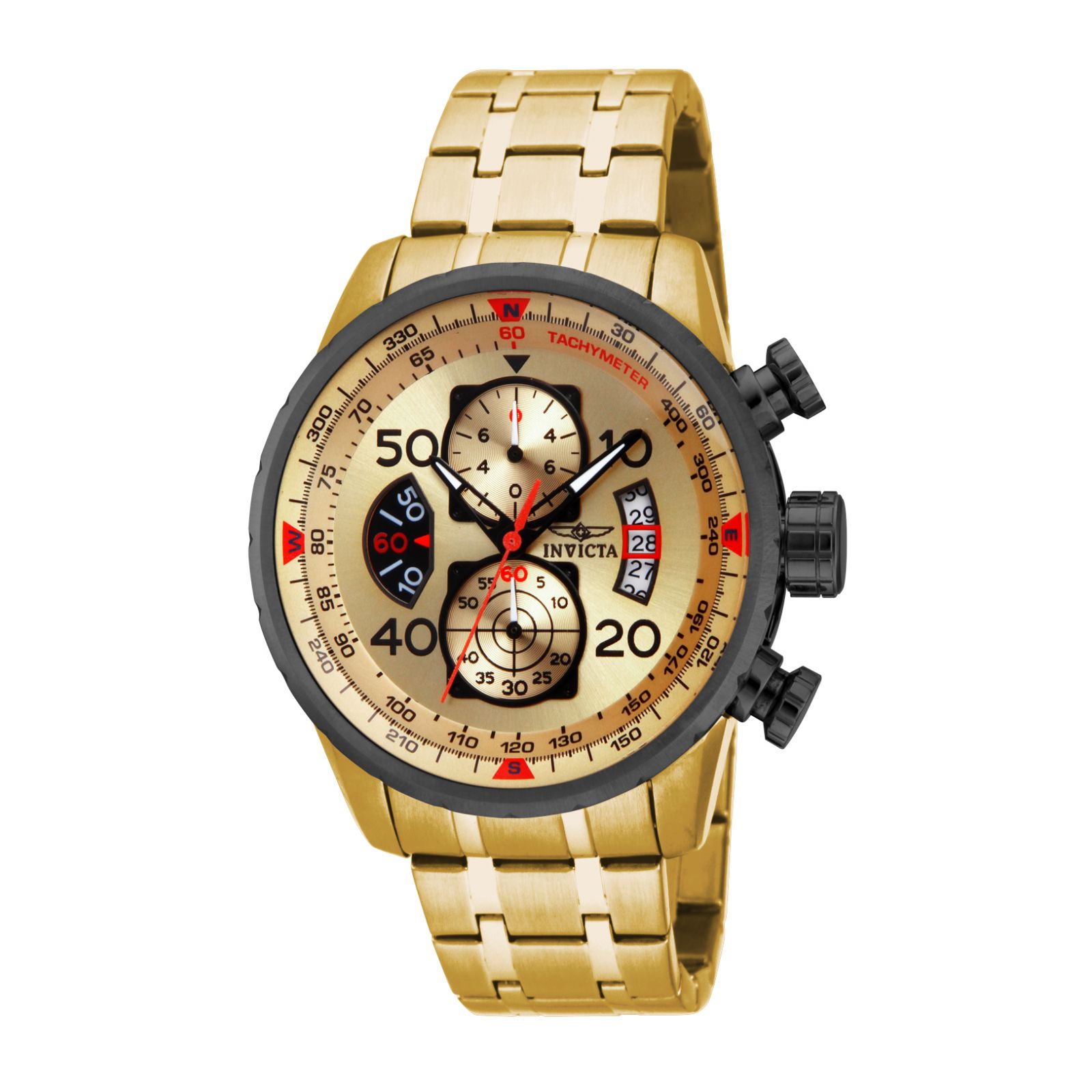 Reloj Invicta Aviator 17205 Acero Inoxidable color Dorado para Hombre