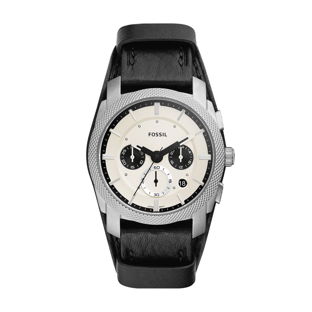 Reloj Fossil Machine Plata Estilo Robusto y Elegancia Atemporal Carátula Blanca y Correa de Piel Ecológica $2,909