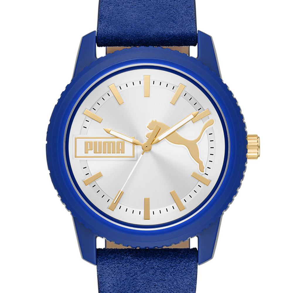 Foto 2 | Reloj Puma Ultrafresh Color Azul 48 mm de Hombre Esfera Plateada Correa De Cuero Azul 30 M