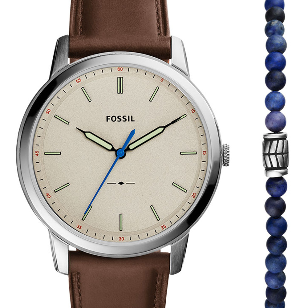 Foto 2 | Set Fossil Reloj Minimalist 44mm y Pulsera  Azul