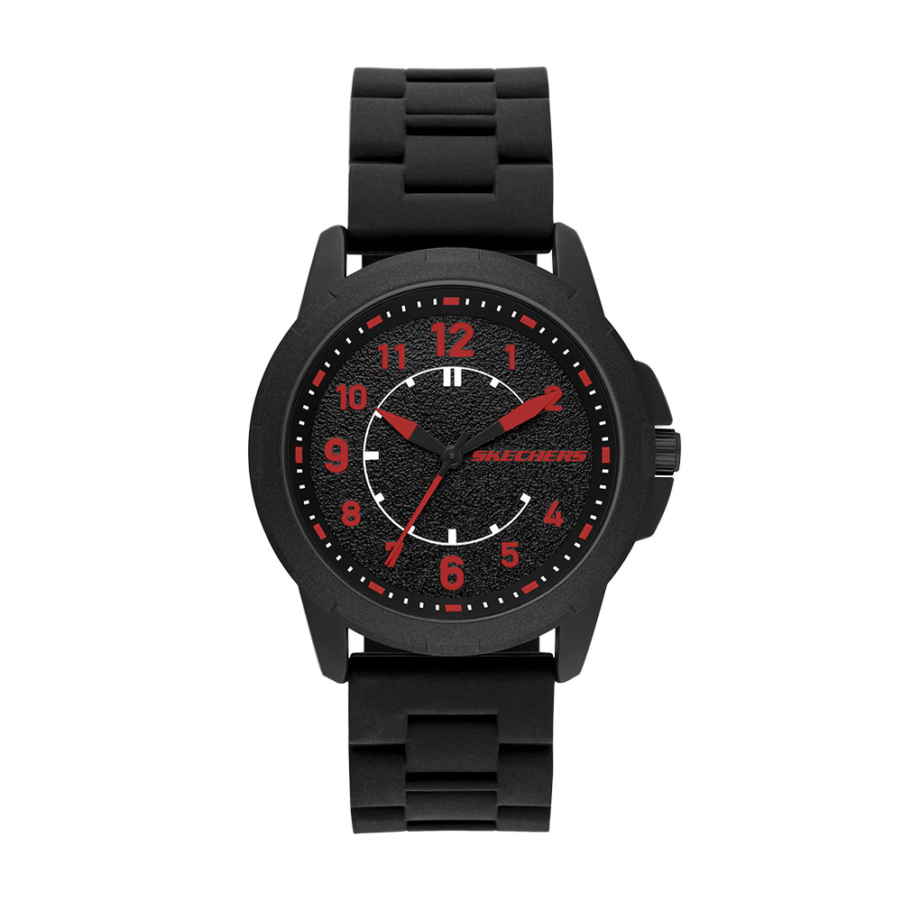 Reloj Skechers Color Negro De Hombre Plataforma Manitoba, Correa Silicona Negro, Carátula Negro, Movimiento Cuarzo