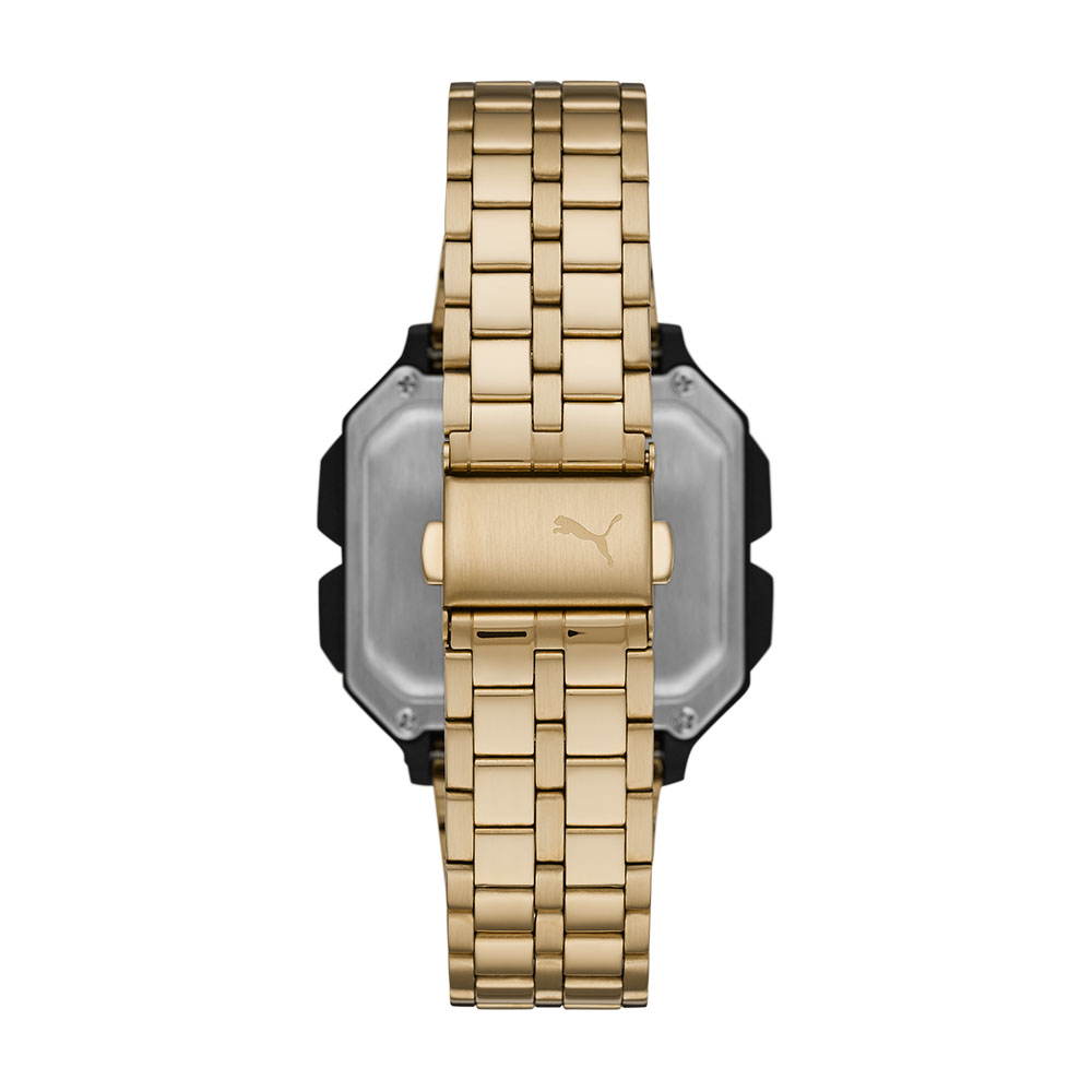 Foto 4 pulgar | Reloj Digital Puma Remix Dorado para Hombre Extensible de Acero y Carátula Gris