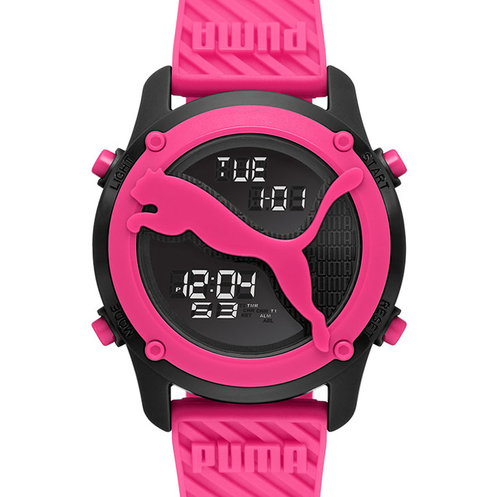 Foto 3 pulgar | Reloj Puma Big Cat Rosa 44mm Esfera de Visualización Negativa Correa de Pol Rosa Resistente al Agua 50m para Hombre
