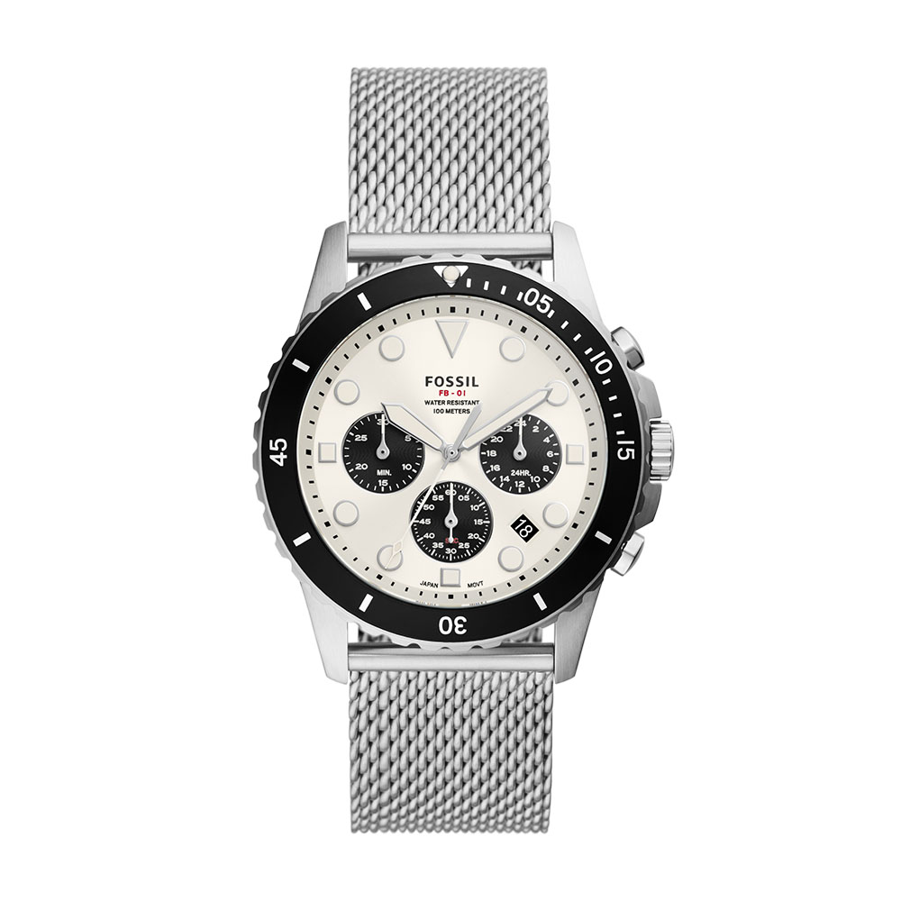 Reloj Fossil Fb-01 color Plata extensible de Acero Inoxidable