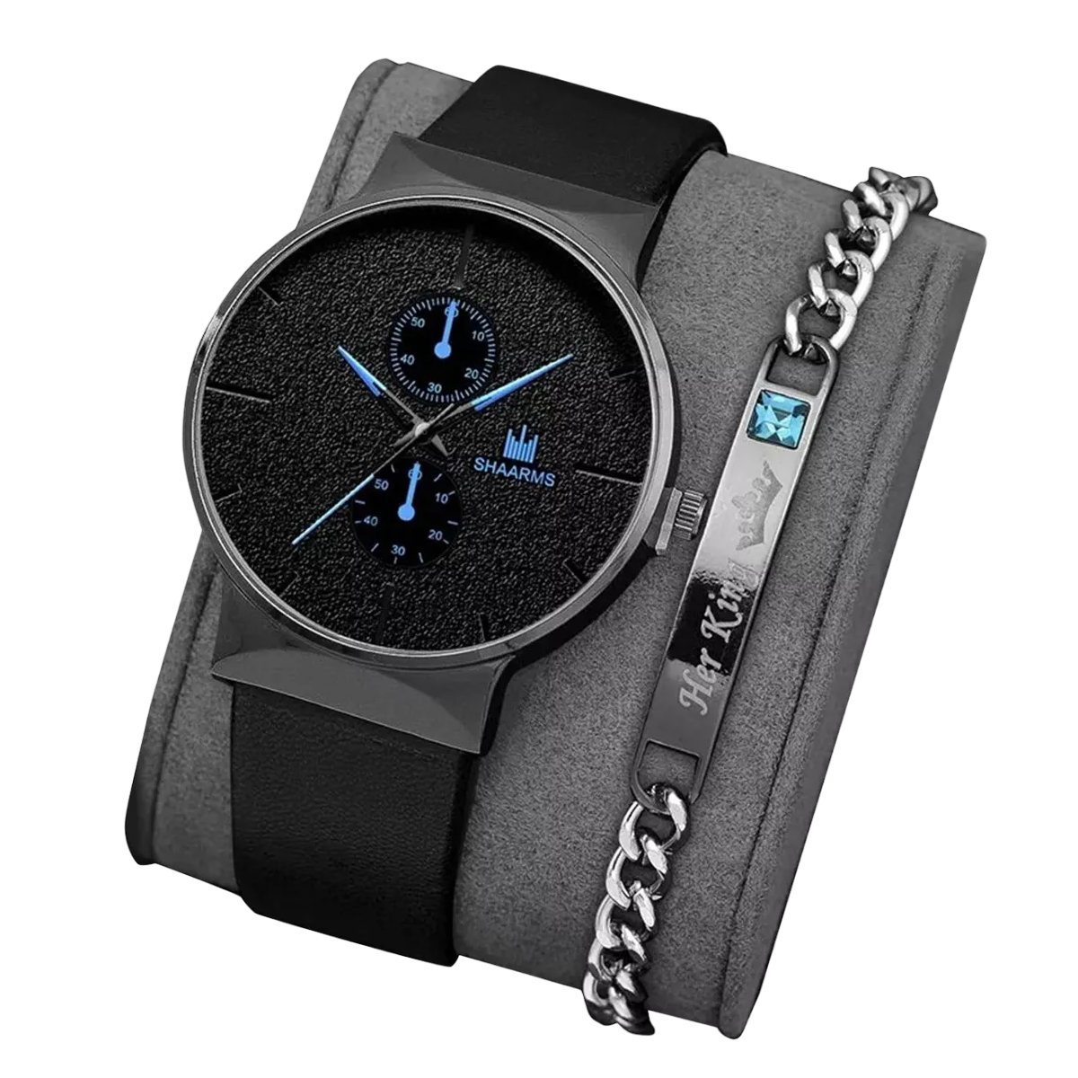 Set Reloj Hombre De Cuarzo De Negocios Pulsera Caja Negro