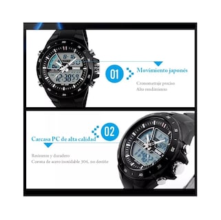 Foto 2 | Reloj Digital Analógo Moda Deportivo Impermeable Para Hombre