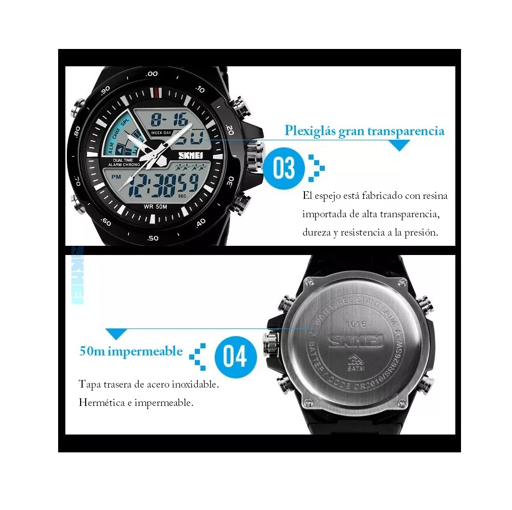 Foto 4 pulgar | Reloj Digital Analógo Moda Deportivo Impermeable Para Hombre