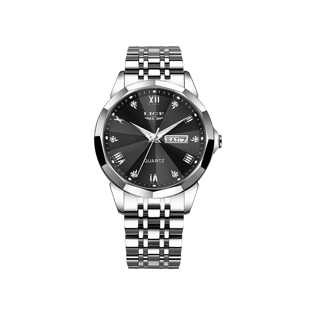 Reloj De Cuarzo Casual Impermeable Para Hombre Plata