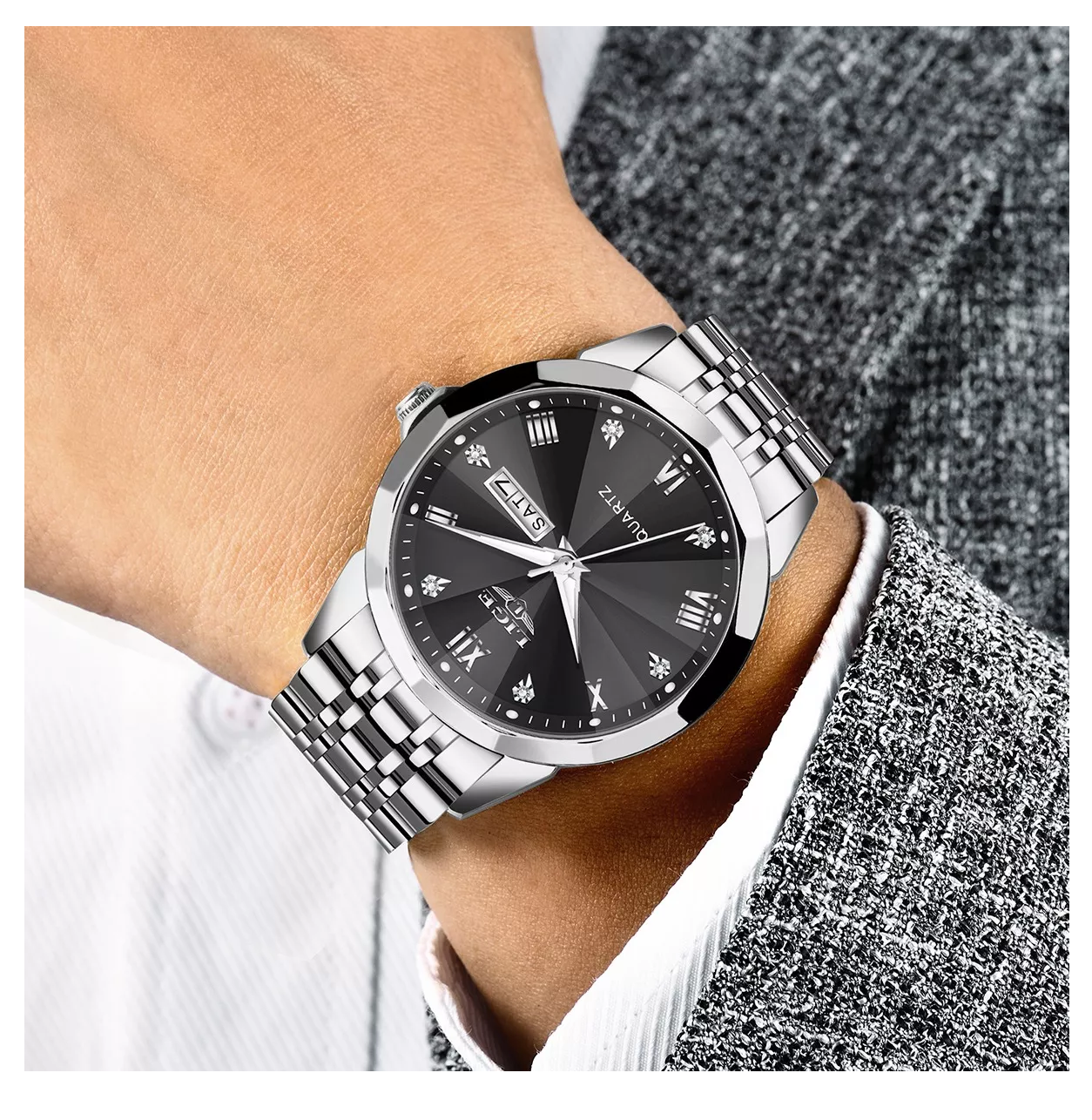 Foto 4 | Reloj De Cuarzo Casual Impermeable Para Hombre Plata