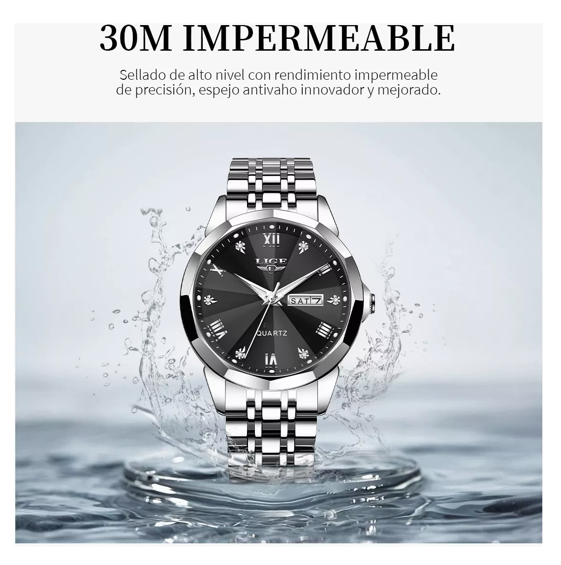 Foto 5 | Reloj De Cuarzo Casual Impermeable Para Hombre Plata