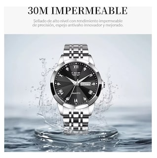 Foto 5 | Reloj De Cuarzo Casual Impermeable Para Hombre Plata
