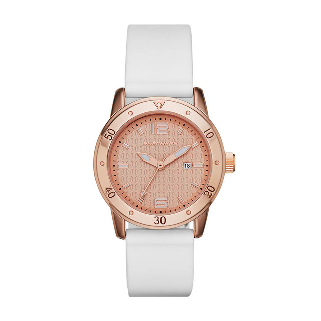 Reloj De Pulso Skechers Redondo Sr6053 Color Oro Rosado Para Dama