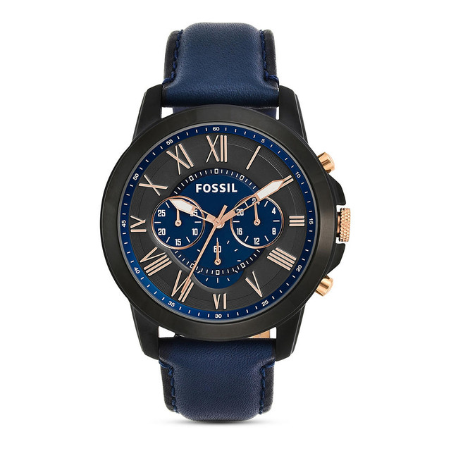 Reloj De Pulso Fossil Grant Fs5061 Color Negro Para Caballero