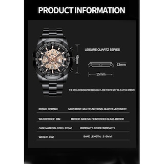 Foto 2 | Reloj Binbond Hollow, Impermeable, No Mecánico, S033 - Venta Internacional.