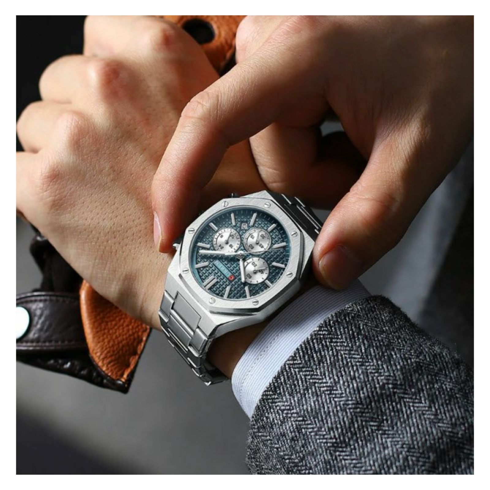 Foto 3 pulgar | Reloj Curren Kred8402 Plateado para Hombre