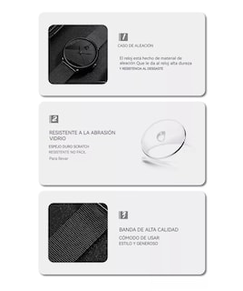 Foto 2 | Kit De Reloj 3 Piezas Minimalista A La Moda De Pulsera Y Collar Negro