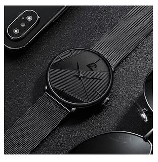 Foto 5 | Kit De Reloj 3 Piezas Minimalista A La Moda De Pulsera Y Collar Negro