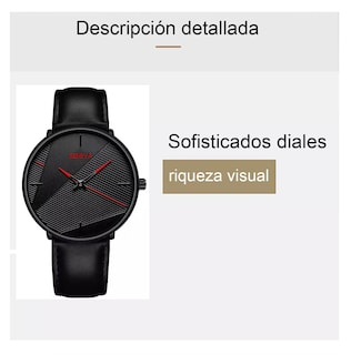 Foto 5 | Reloj Para Hombre Y Dama Moda Casual Pulsera Negro Detalles Rojo