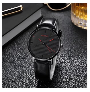 Foto 2 | Reloj Para Hombre Y Dama Moda Casual Pulsera Negro Detalles Rojo