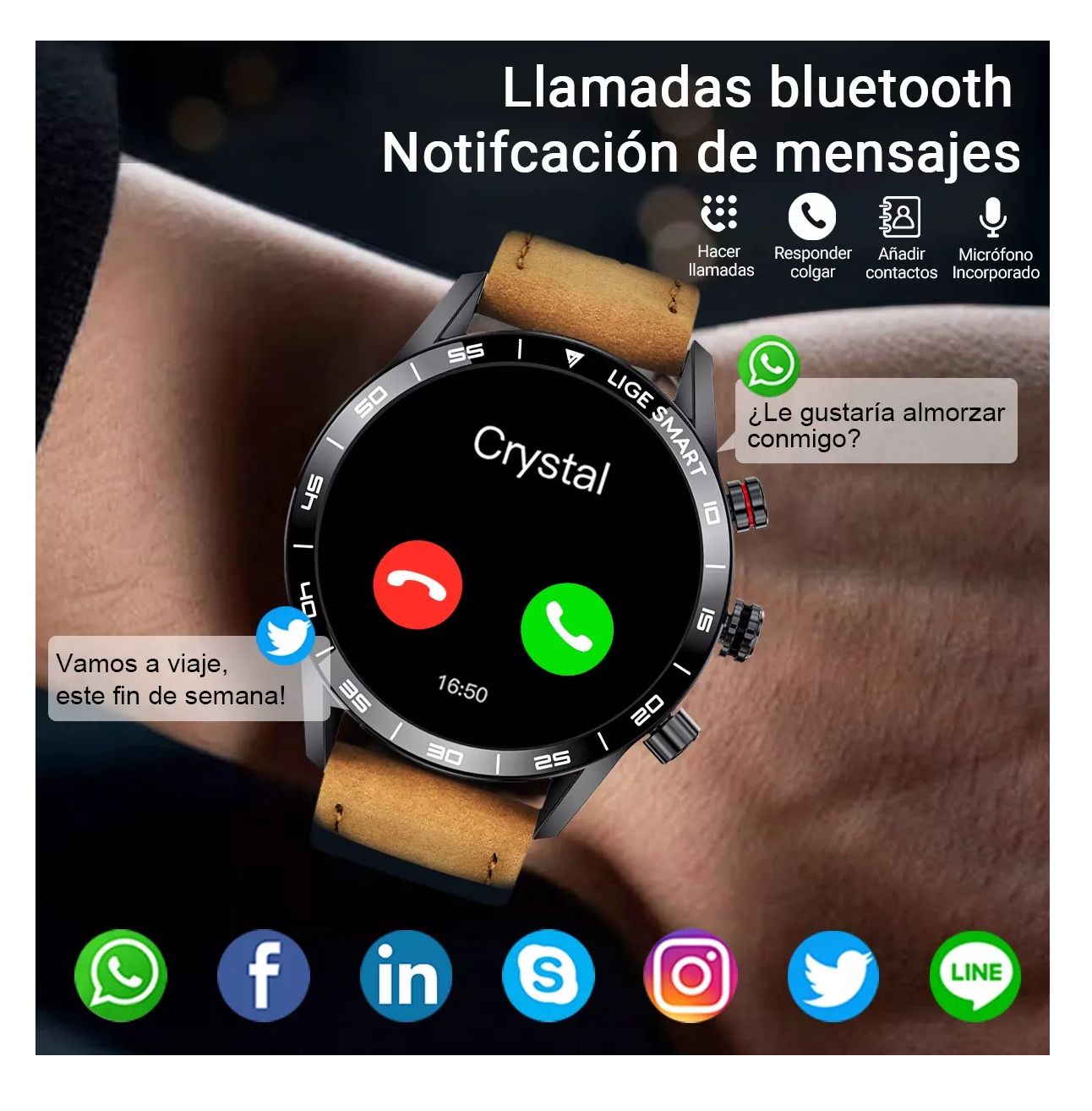 Foto 3 pulgar | Reloj Smartwatch Belug Café para Hombre