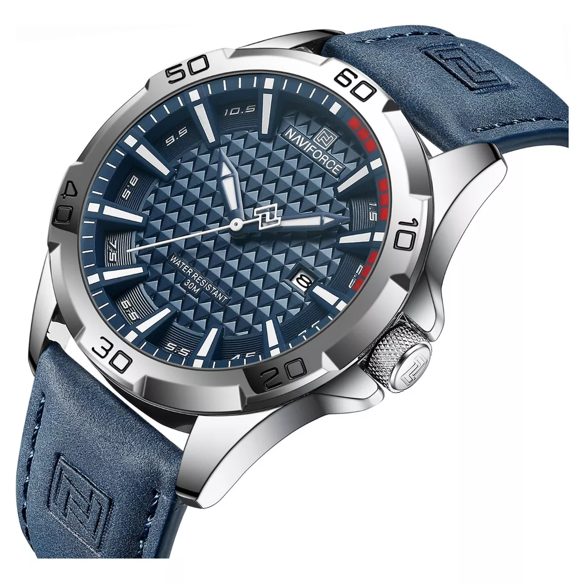 Foto 6 pulgar | Reloj de Pulsera Naviforce Azul Casual Impermeable con Correa de Cuero para Hombre