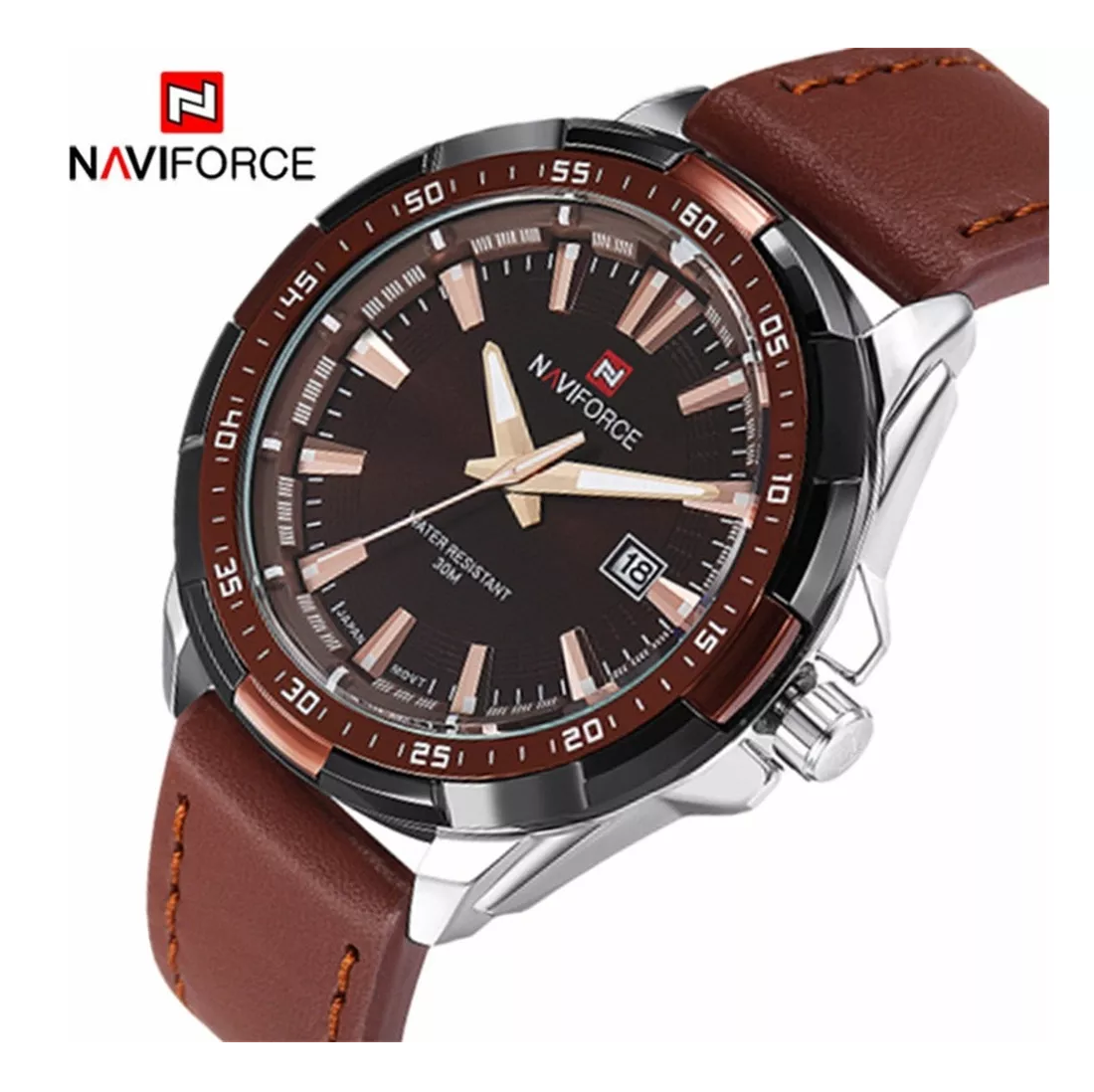 Foto 5 pulgar | Reloj Deportivo Naviforce Marrón Original de Cuarzo para Hombre