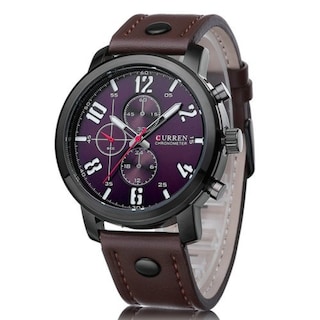 Foto 1 | Reloj Curren 8106 con Caja de Acero Inoxidable Negro y Tablero Púrpura