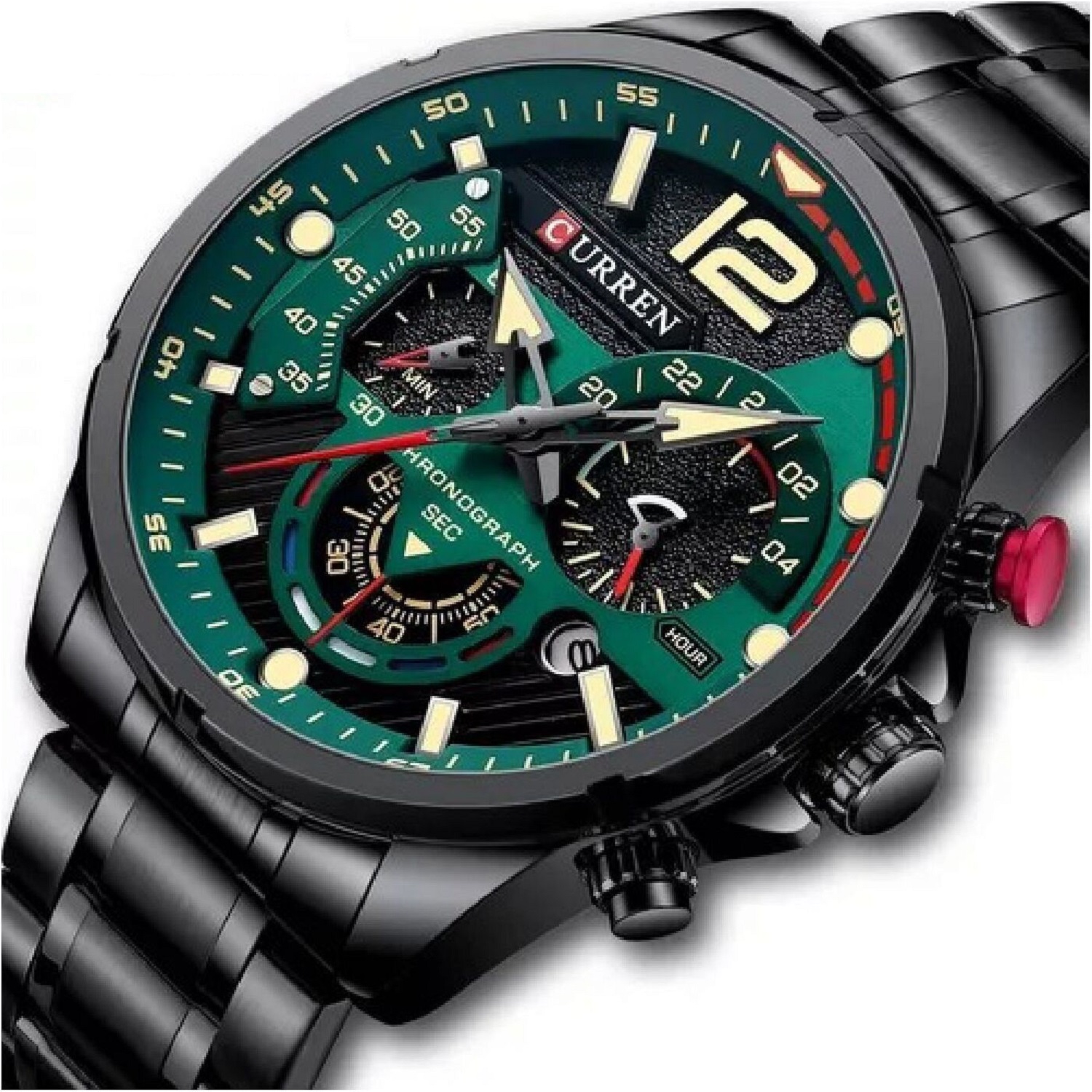 Foto 3 pulgar | Reloj Curren 8395 Kred330107 Con Caja De Acero Inoxidable Negro Y Tablero Verde