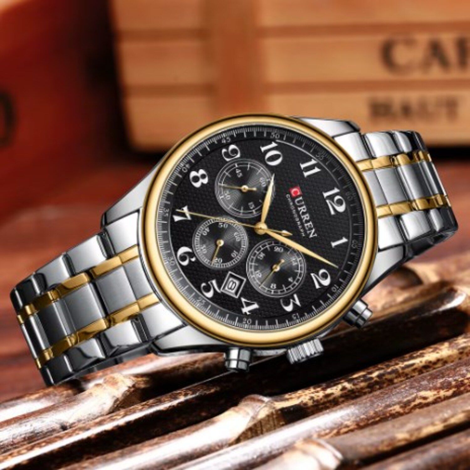 Foto 5 pulgar | Reloj Curren 8466 Kree2004 de Acero Inoxidable Plateado con Tablero Negro