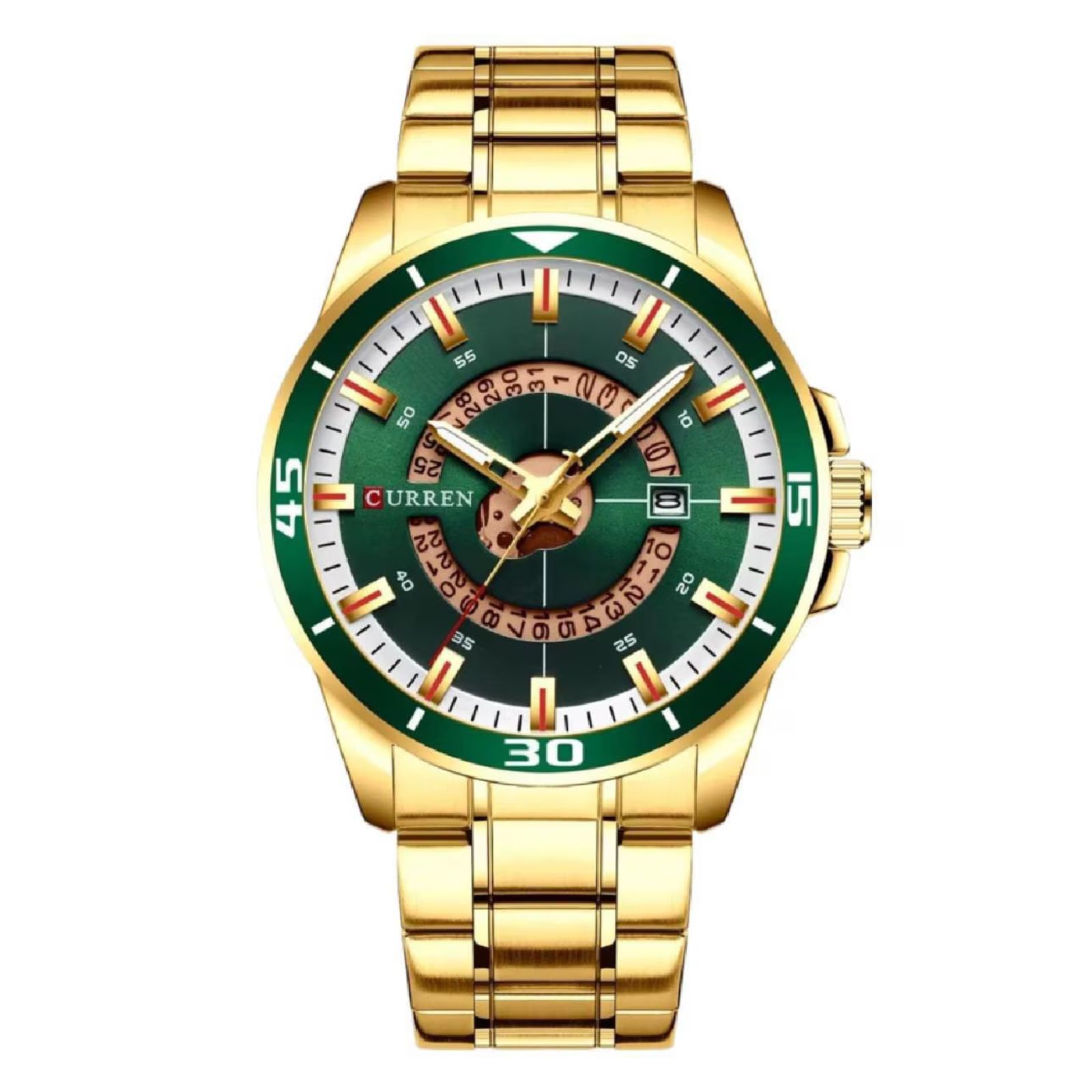 Foto 2 pulgar | Reloj Curren Krec7818 Dorado y Tablero Verde