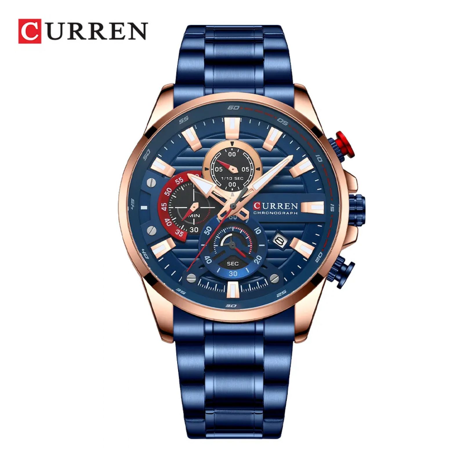 Foto 2 pulgar | Reloj Curren Kred612005 Kred612005 Con Caja De Acero Inoxidable Oro Rosa Y Tablero Azul