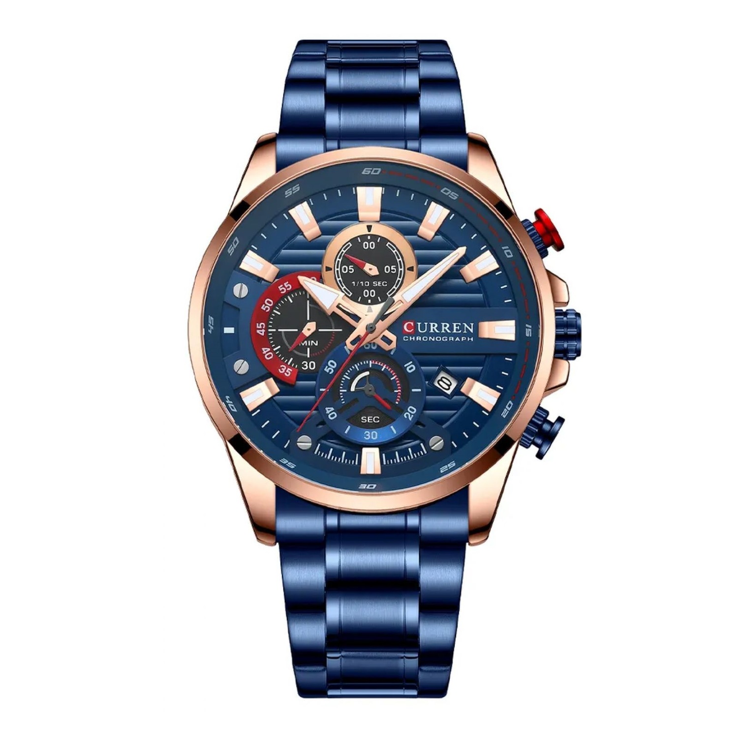 Foto 2 | Reloj Curren Kred612005 Kred612005 Con Caja De Acero Inoxidable Oro Rosa Y Tablero Azul