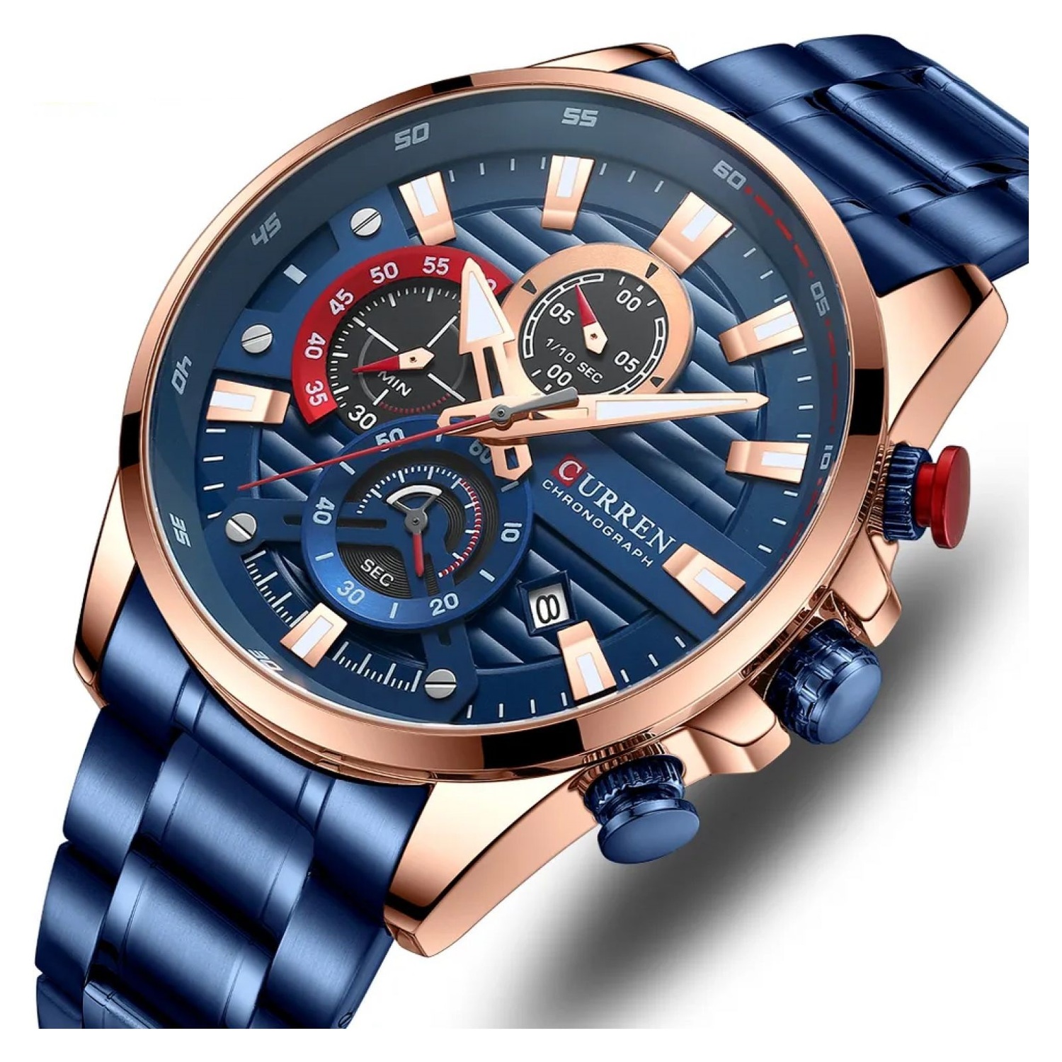 Foto 4 pulgar | Reloj Curren Kred612005 Kred612005 Con Caja De Acero Inoxidable Oro Rosa Y Tablero Azul