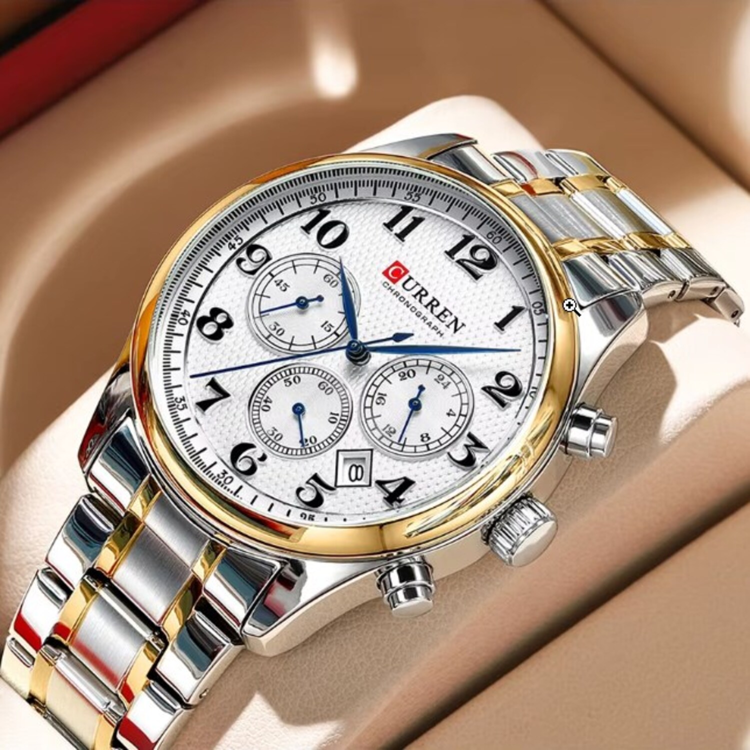 Foto 5 pulgar | Reloj Curren 8466 Kree2003 de Acero Inoxidable Plateado con Tablero Blanco